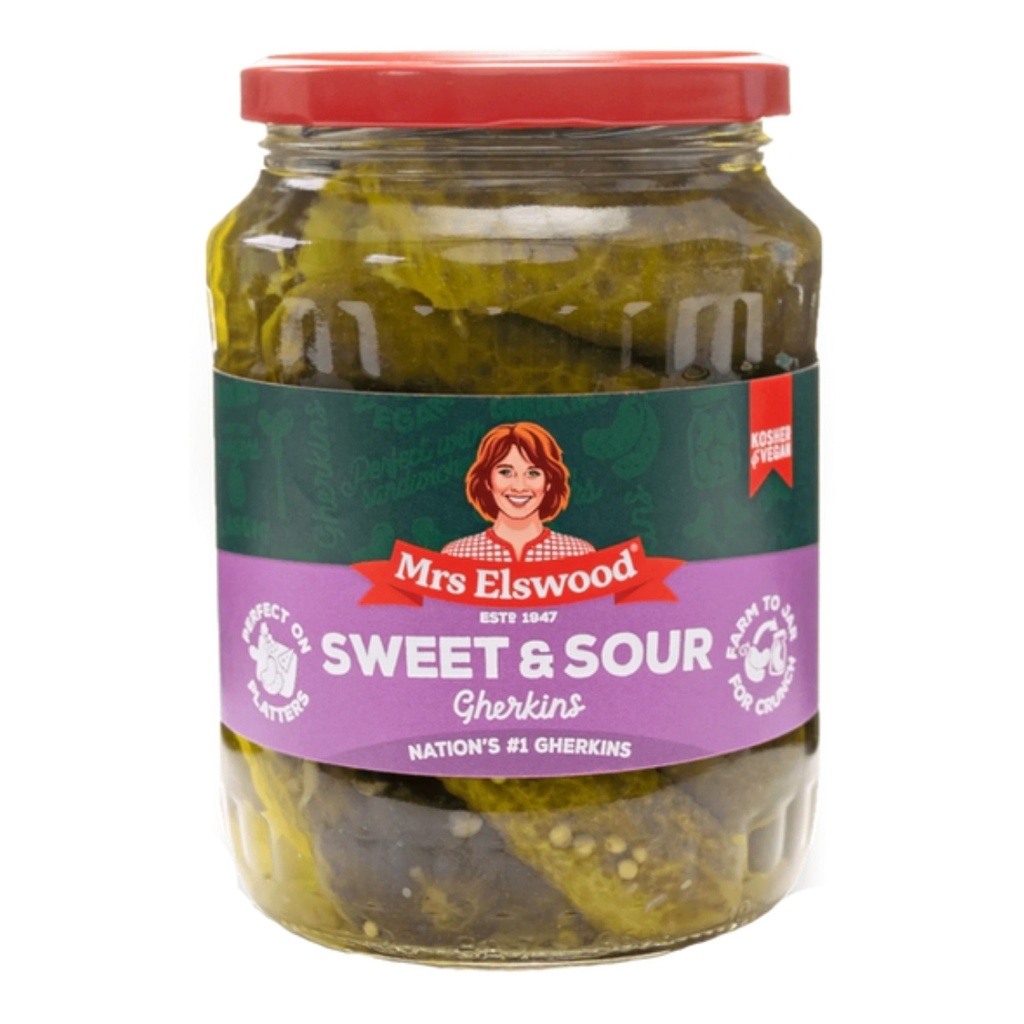 [50409020] MRS ELSWOOD Sweet and Sour Gherkins